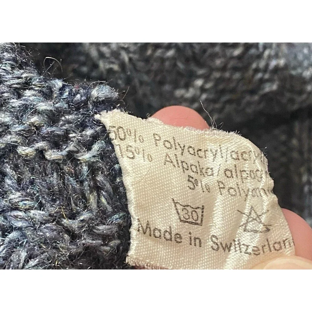 Vtg Westbury Alpaca Sweater Blue Mens Large Grandpa Academia Made in Switzerland